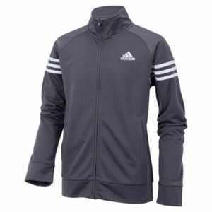 ADIDAS Boy's XL Gray/White Striped Athletic Jacket